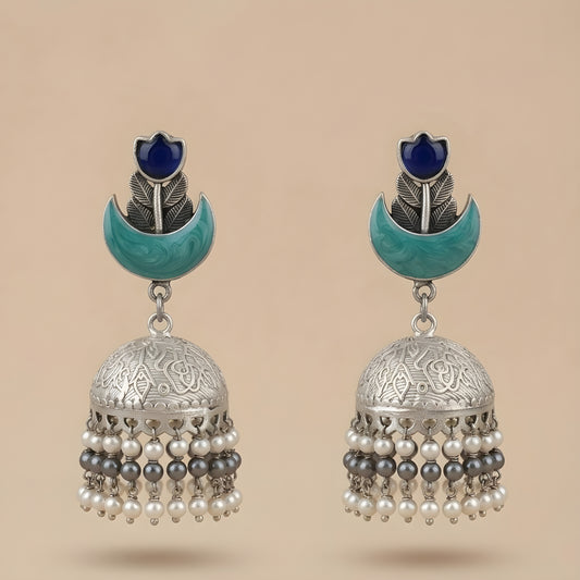 Azure Crescent Jhumkas