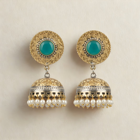Emerald Filigree Jhumkas