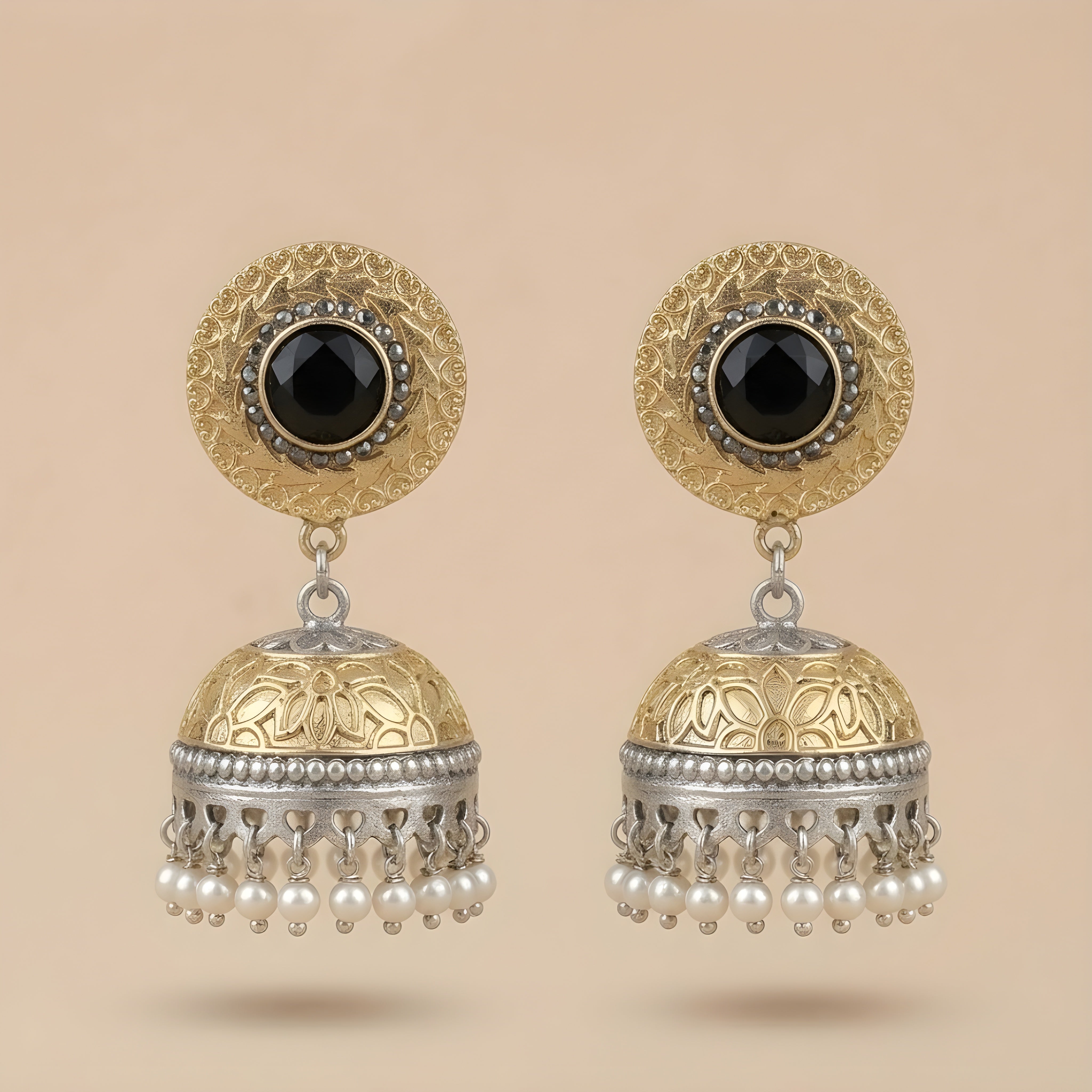 Onyx Dual-Tone Jhumkas