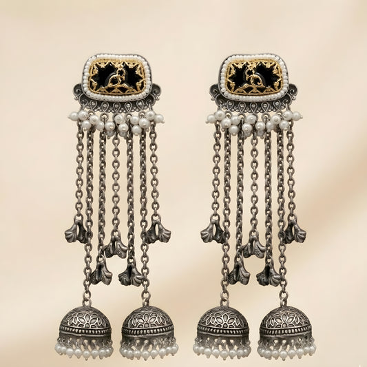 Oxidized Tiered Jhumkas