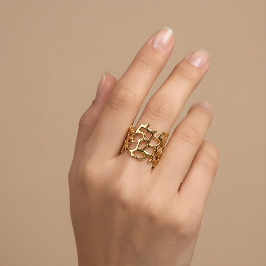Gold Coral Branch Statement Ring