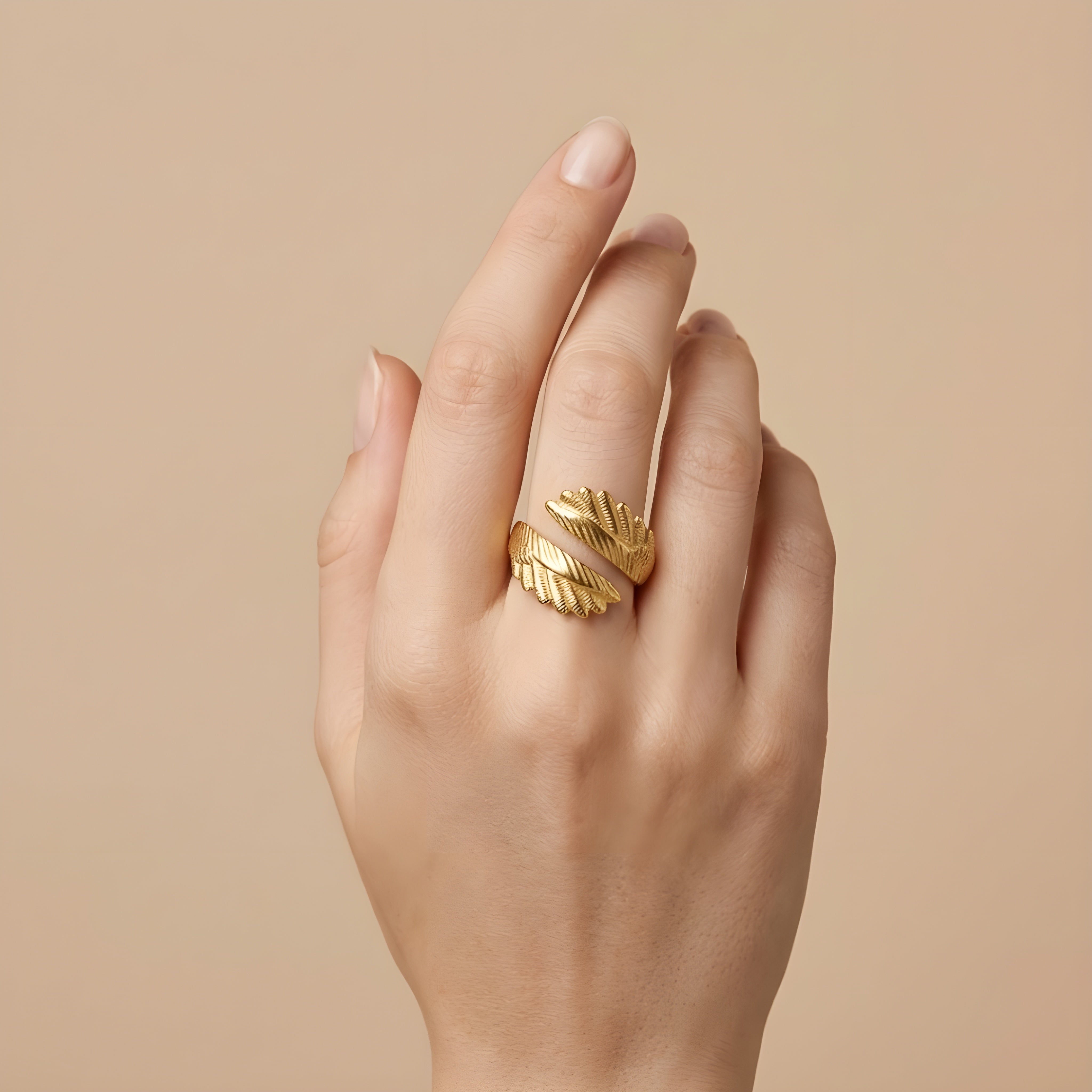 Gold Feather Wrap Ring