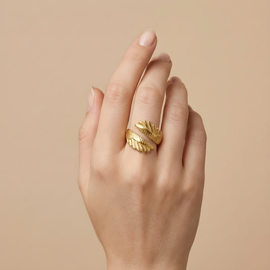 Gold Feather Wrap Ring