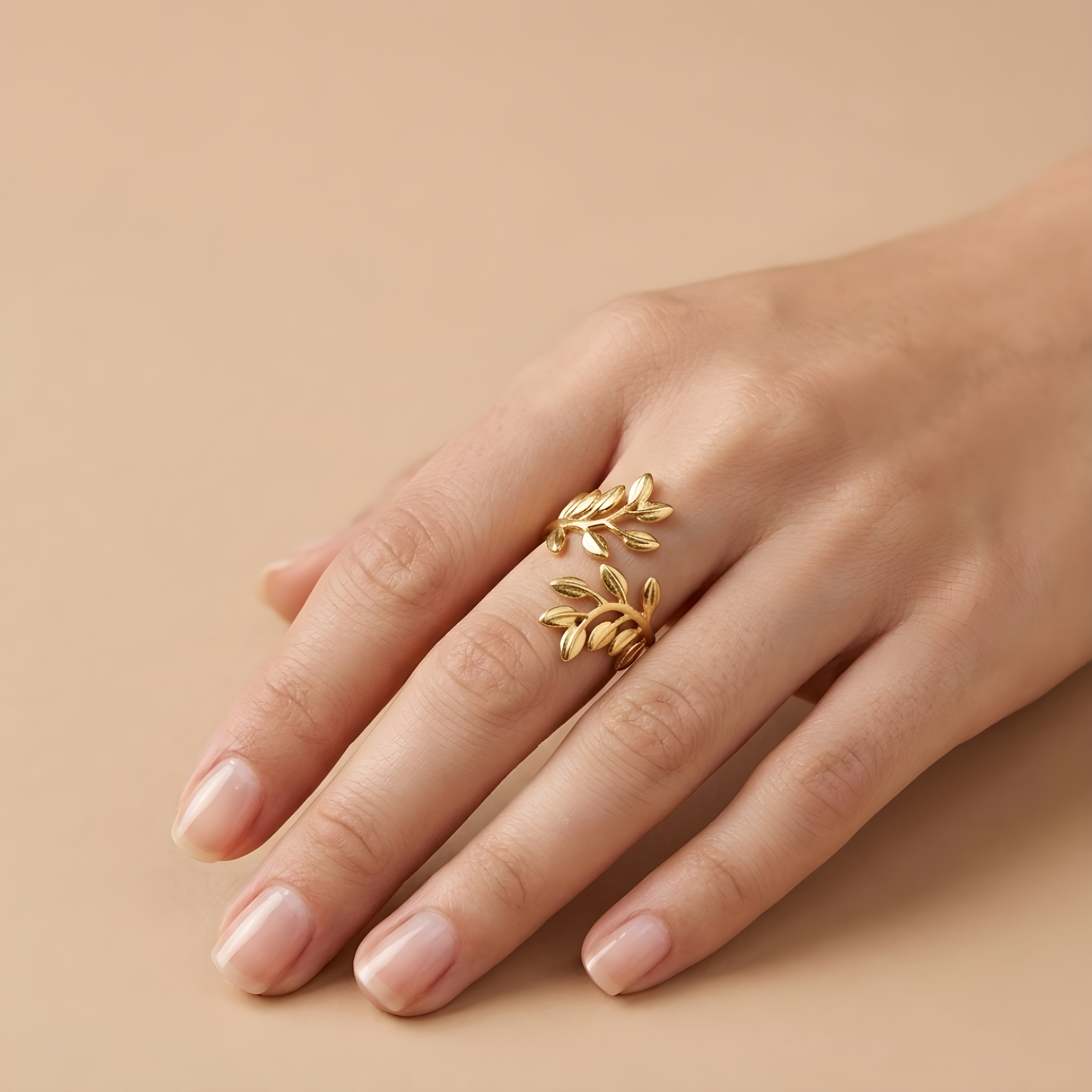 Gold Laurel Leaf Wrap Ring