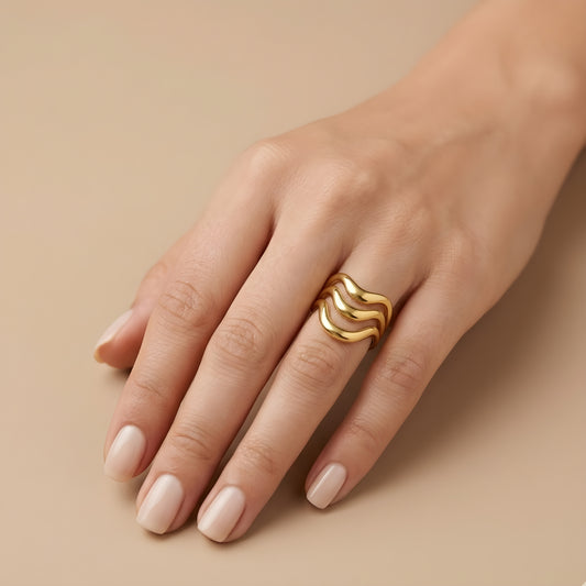 Gold Triple Wave Ring