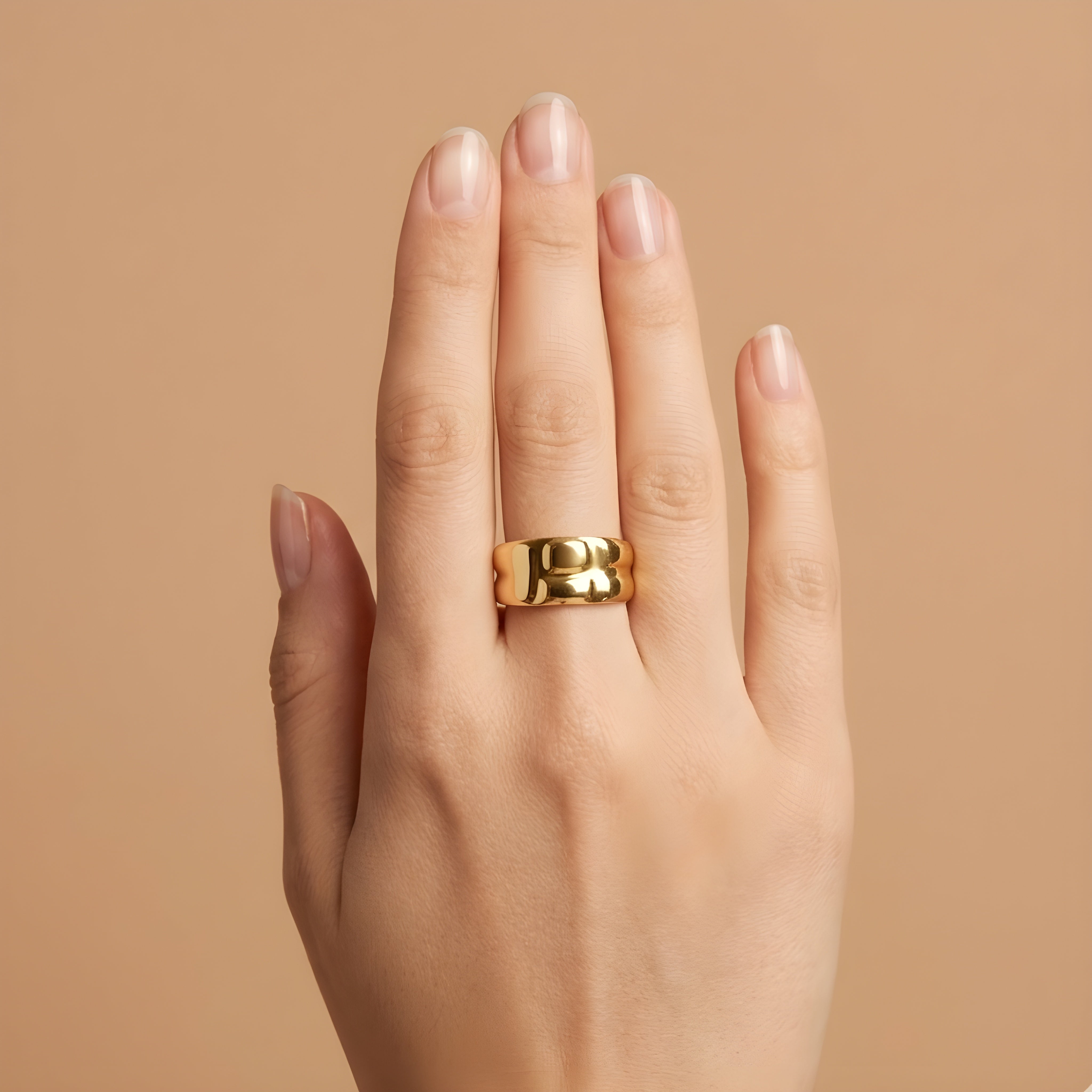 Gold Wide Dome Band Ring
