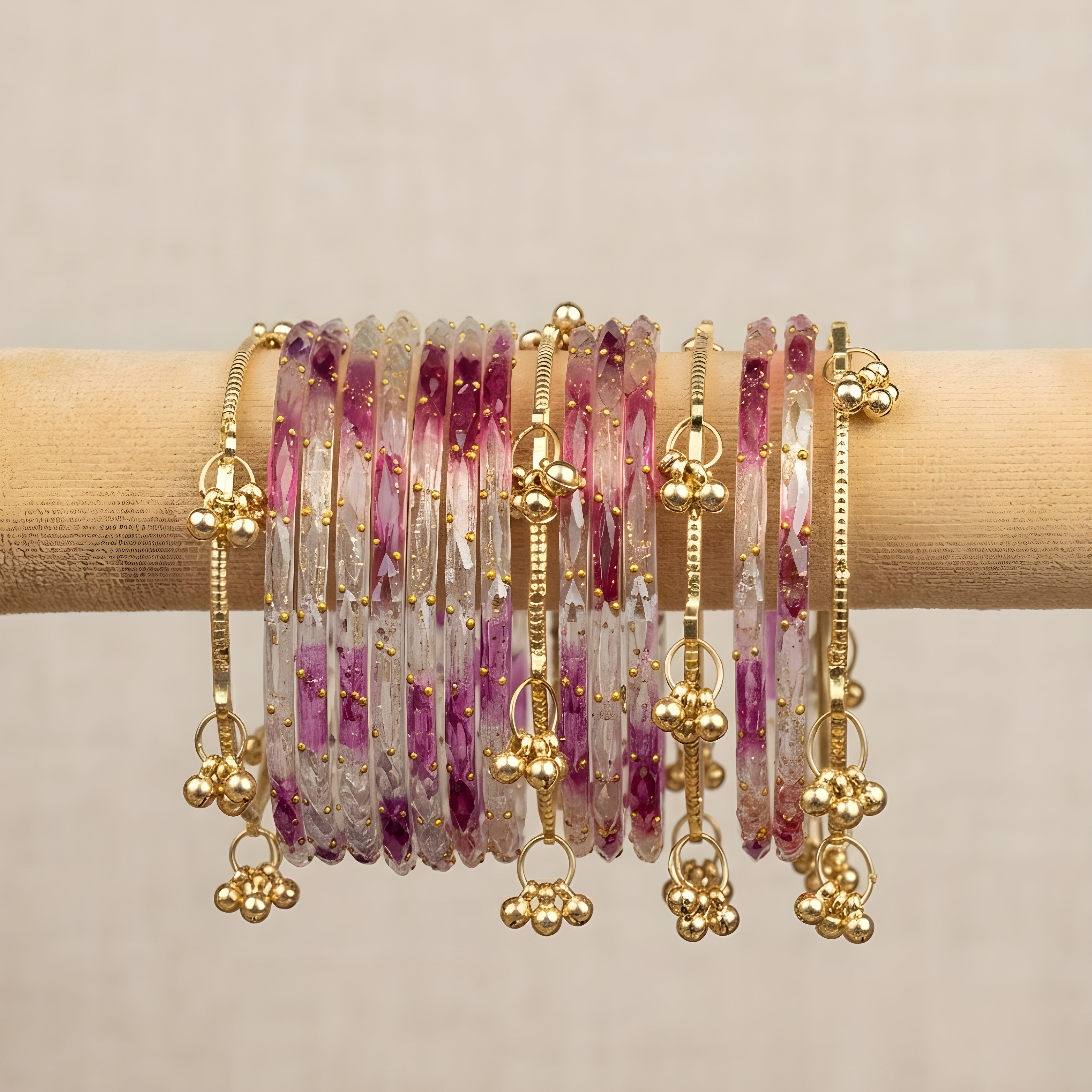purple and transparent kashmiri bangle