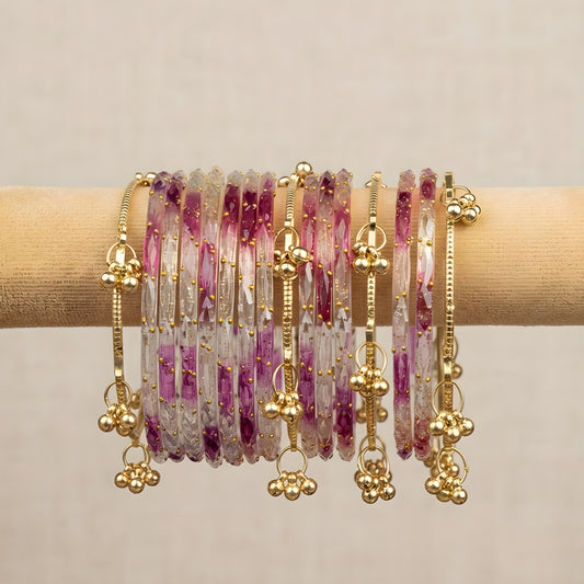 purple and transparent kashmiri bangle
